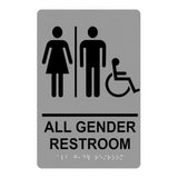 ADA Compliant All Gender Restroom Sign Tactile with Braille 6"x9"  ,SignOptima™️