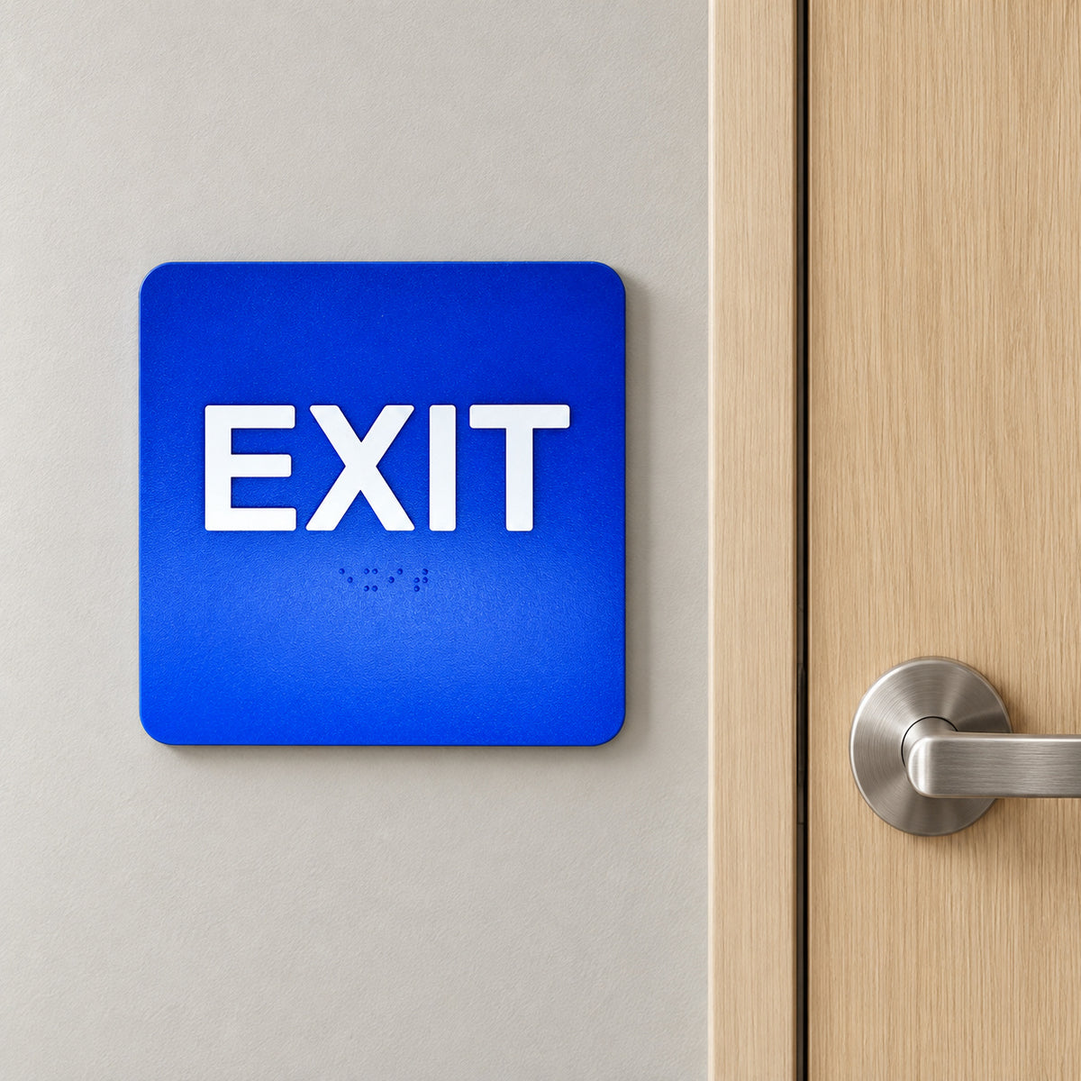 ADA Compliant Exit Sign – 6"x6" Tactile with Braille — Application view