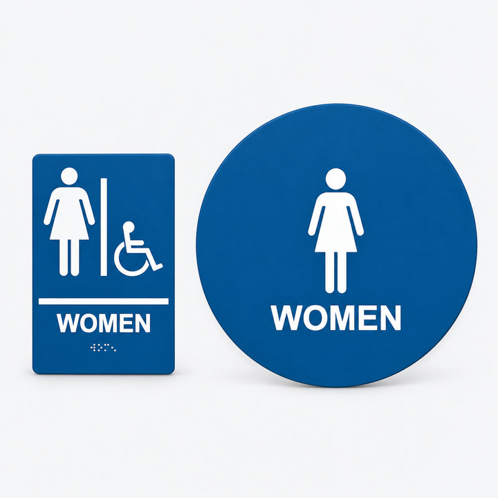 ADA Compliant Women's Restroom Sign Set – Braille Door & Wall Sign