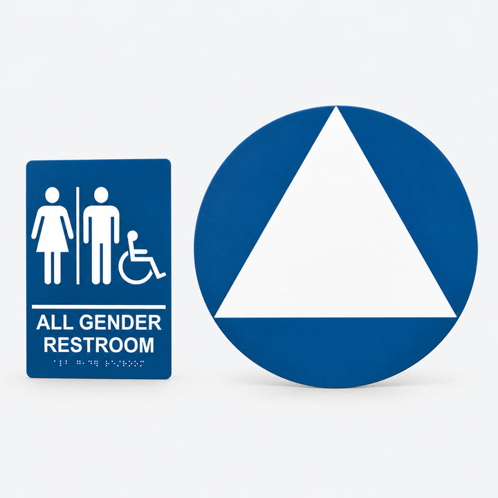 ADA Compliant All Gender Restroom Sign Set – Braille Door & Wall