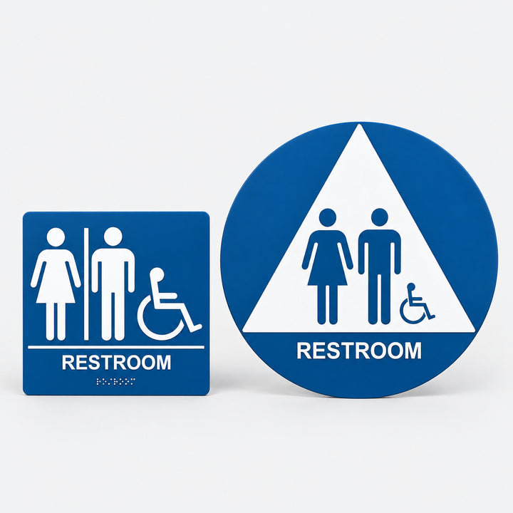 ADA Compliant Unisex Accessible Restroom Sign Set – Wall & Door Sign