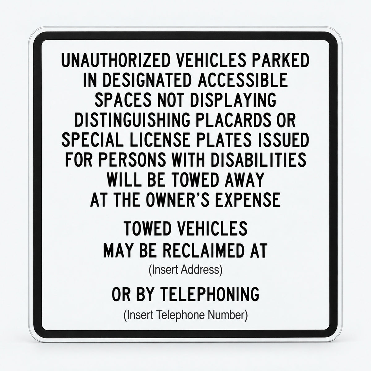 R100B California Accessible Parking Entrance Sign – 24"x24" — Studio view