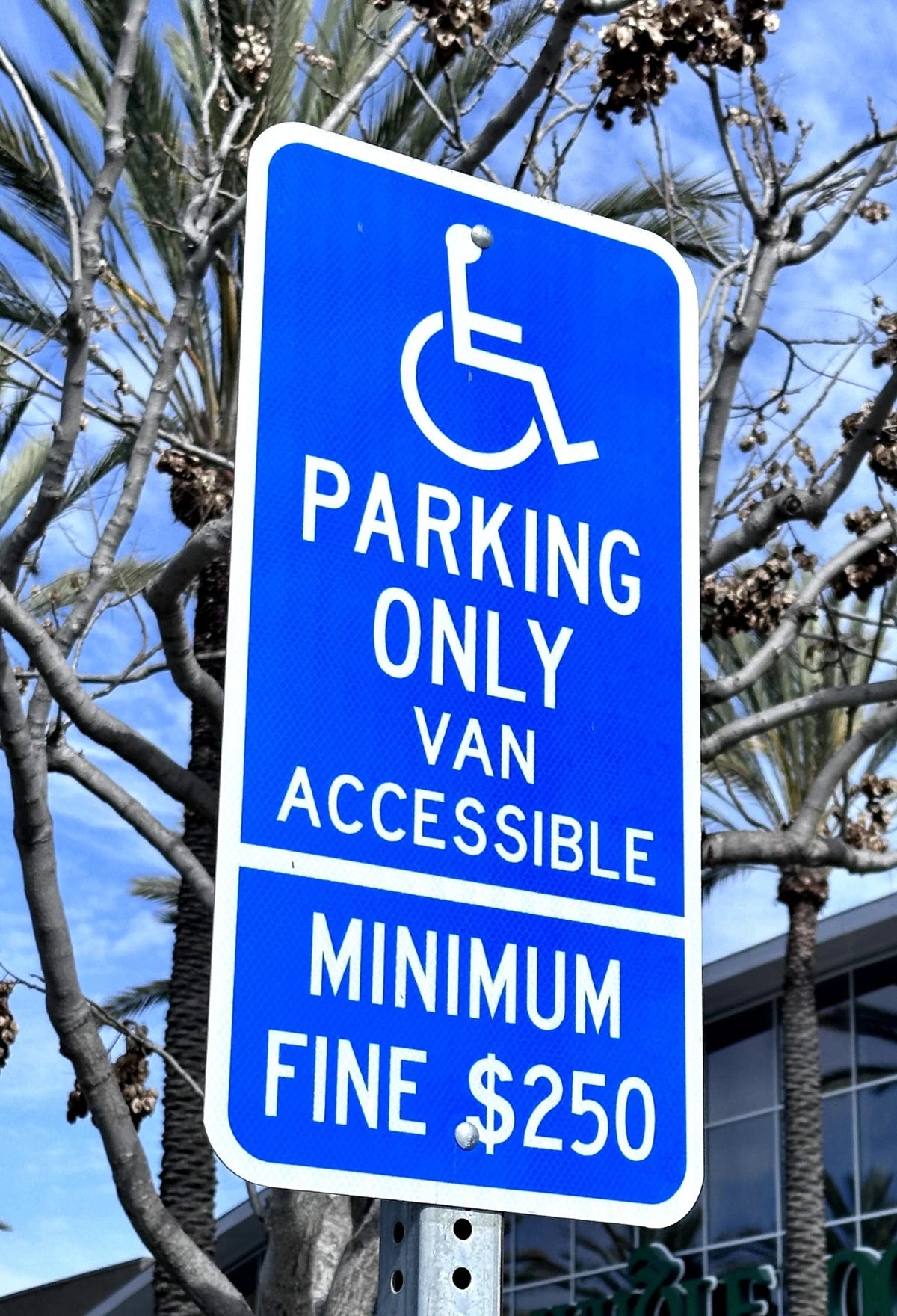 R99C California Handicap Van Accessible Parking Space Sign – 12"x24" — Application view