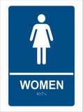 SignOptima™️ ADA Compliant Women Restroom Sign with Braille  , Wall Sign-Non Accessible