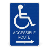 Accessible Route Directional Aluminum Sign – 12"x18" – view 2 (SKU ARD-1218-R)