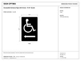 ADA Compliant Accessible Entrance Sign with Arrow – 6"x9" Acrylic — architectural dimension sheet; LEFT arrow shown, reference SKU AEA-0609-L-AC.