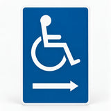 ADA Compliant Accessible Entrance Sign with Arrow – 6"x9" Acrylic — Right Arrow studio product view; SKU AEA-0609-R-AC.