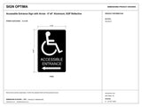 ADA Compliant Accessible Entrance Sign with Arrow – 6"x9" Aluminum, EGP Reflective — architectural dimension sheet; LEFT arrow shown, reference SKU AEA-0609-L-AL.