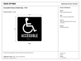 ADA Compliant Accessible Entrance Braille Sign – 6"x6" — black-and-white architectural dimension drawing, sheet 1; reference SKU ACC66U.