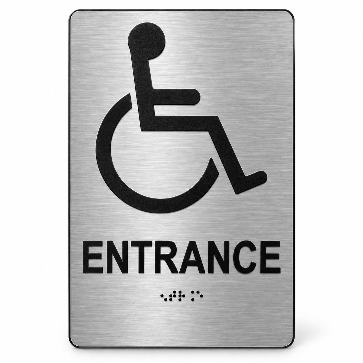 ADA Compliant Accessible Entrance Sign – 6"x9" ISA, Tactile with Braille — Color &amp; detail