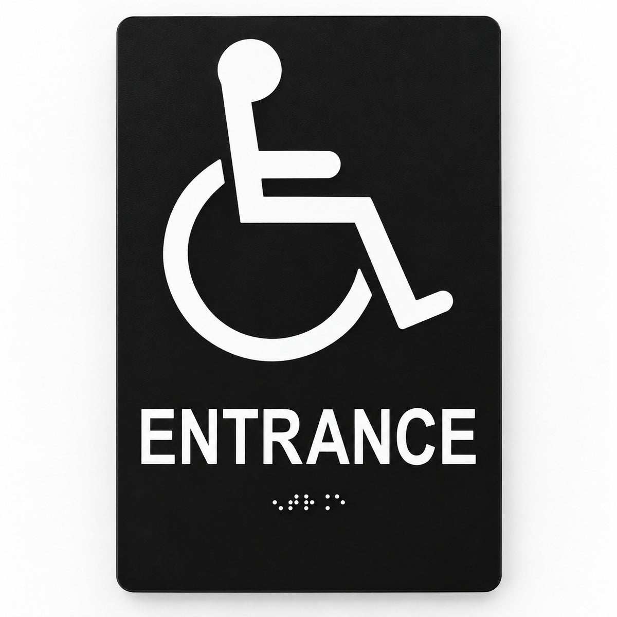 ADA Compliant Accessible Entrance Sign – 6"x9" ISA, Tactile with Braille — Color &amp; detail