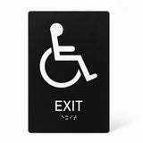 ADA Compliant Accessible Exit Sign – 6"x9" ISA, Tactile with Braille — Black studio product view; SKU ACCEX69K.