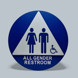 ADA Compliant All Gender Restroom Door Sign – 12" Round/Triangle, Accessible Pictogram – view 3 (SKU AGU12RP)