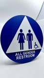 ADA Compliant All Gender Restroom Door Sign – 12" Round/Triangle, Accessible Pictogram – view 4 (SKU AGU12RP)
