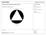 ADA Compliant All Gender Unisex Door Sign – Geometric, CA Title 24 — black-and-white architectural dimension drawing, sheet 1; reference SKU ACAGU12U.