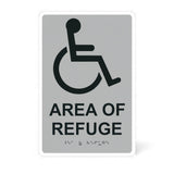 ADA Compliant Area of Refuge Sign – 6"x9" Tactile with Braille – view 2 (SKU AOR-0609-BLK)