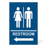 ADA Compliant Directional Restroom Sign with Arrow – 6"x9" (SKU DRS-RA-BLU)