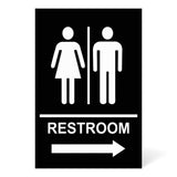 ADA Compliant Directional Restroom Sign with Arrow – 6"x9" – view 2 (SKU DRS-RA-BLU)