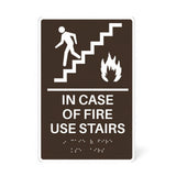 ADA Compliant Elevator Sign – "In Case of Fire Use Stairs," Tactile with Braille (SKU ICOF69K)