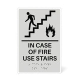 ADA Compliant Elevator Sign – "In Case of Fire Use Stairs," Tactile with Braille – view 2 (SKU ICOF69K)