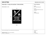 ADA Compliant Elevator Sign – "In Case of Fire Use Stairs," Tactile with Braille — black-and-white architectural dimension drawing, sheet 1; reference SKU ICOF69K.