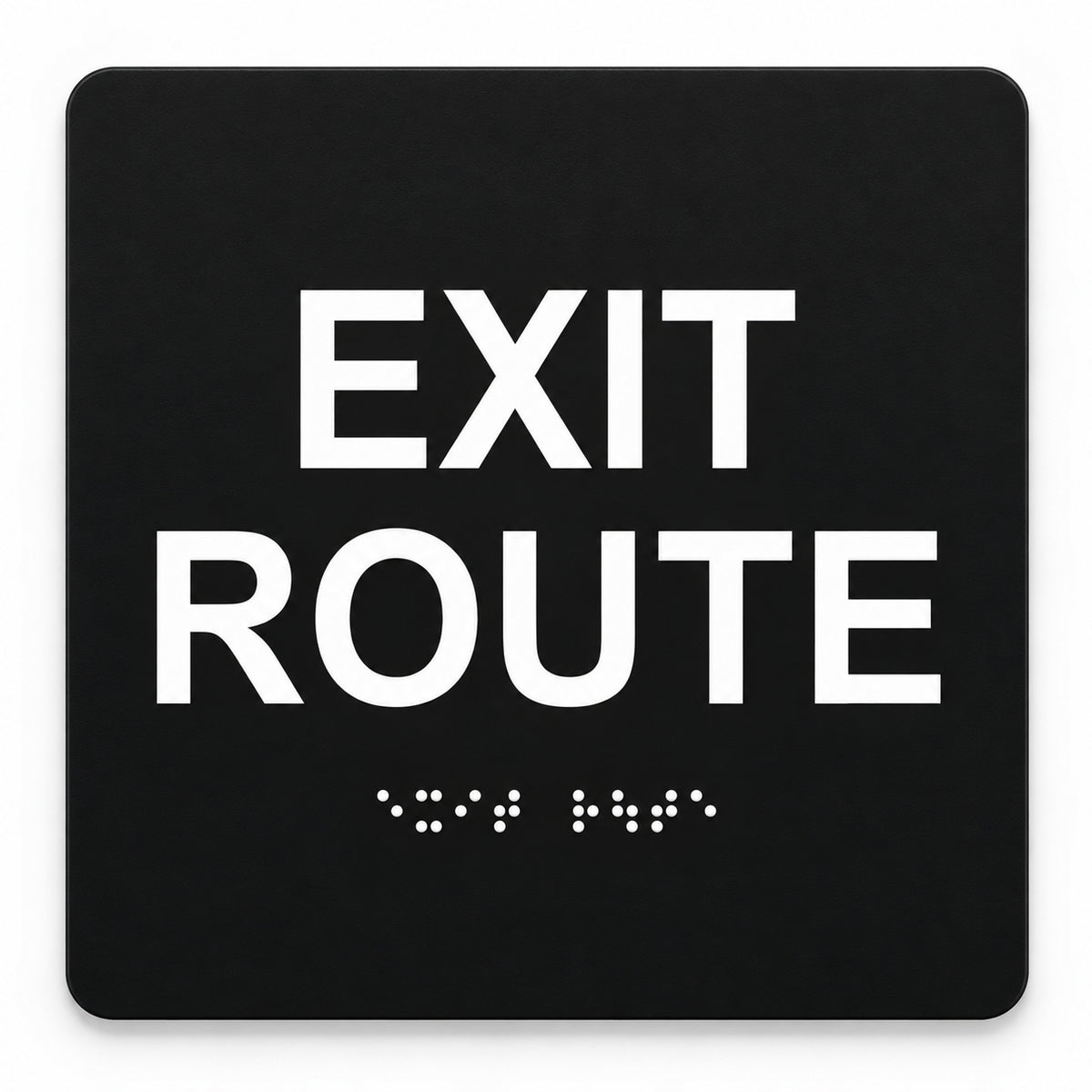 ADA Compliant Exit Route Sign – 6"x6" Tactile with Braille — Color &amp; detail