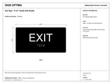 ADA Compliant Exit Sign – 6"x3" Tactile with Braille — black-and-white architectural dimension drawing, sheet 1; reference SKU EX63K.