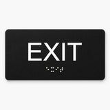 ADA Compliant Exit Sign – 6"x3" Tactile with Braille — Black studio product view; SKU EX63K.