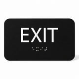 ADA Compliant Exit Sign – 6"x4" Tactile with Braille — Black studio product view; SKU EX64K.