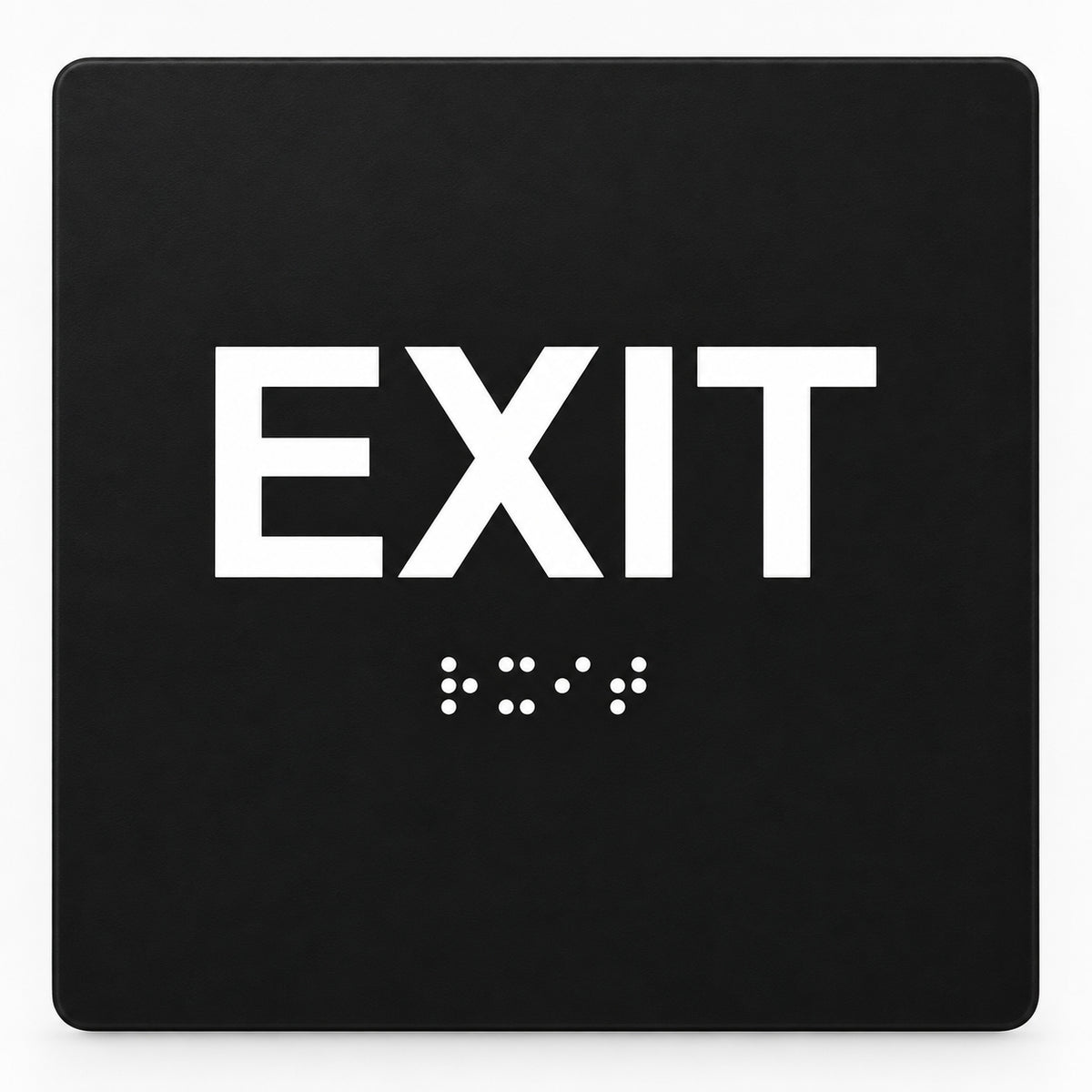 ADA Compliant Exit Sign – 6"x6" Tactile with Braille — Color &amp; detail