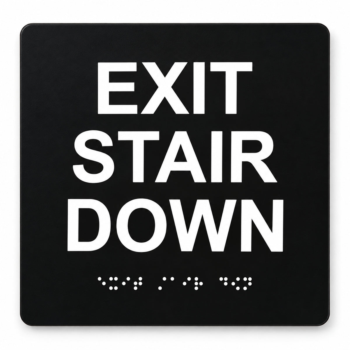 ADA Compliant Exit Stair Down Sign – 6"x6" Tactile with Braille — Color &amp; detail