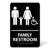 ADA Compliant Family Restroom Sign – 6"x9" Braille, 1/8" Acrylic (SKU FAM-0609-BLU)