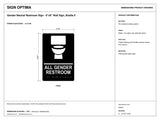 ADA Compliant Gender Neutral Restroom Sign – 6"x9" Wall Sign, Braille II — black-and-white architectural dimension drawing, sheet 1; reference SKU GN69U.