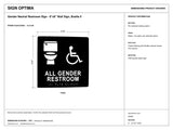 ADA Compliant Gender Neutral Restroom Sign – 8"x8" Wall Sign, Braille II — black-and-white architectural dimension drawing, sheet 1; reference SKU GN88U.