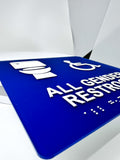 ADA Compliant Accessible Gender Neutral Sign Bundle – 8"x8" Wall & 12" Round Door – view 4 (SKU GNS12U)