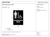 ADA Compliant Men's Restroom Sign – Braille II — black-and-white architectural dimension drawing, sheet 1; reference SKU MA69U.