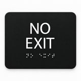 ADA Compliant No Exit Sign – 6"x5" Tactile with Braille — Black studio product view; SKU NEX-0605-BLK.