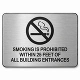 ADA Compliant No Smoking Sign – 6"x9" Tactile — Brushed Aluminum studio view; reference SKU ADANS69WH-BRUSH.