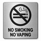 ADA Compliant No Smoking/Vaping Sign – Tactile with Braille — Brushed Aluminum studio view; reference SKU NSV-BRUSH.