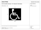Dimension drawing for the 2 by 2 inch small accessibility table sign, SKU ATS-SM.