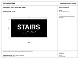 ADA Compliant Stairs Sign – 6"x3" Tactile with Braille — black-and-white architectural dimension drawing, sheet 1; reference SKU STR-0603-BLK.