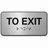 ADA Compliant To Exit Sign – 6"x3" Tactile with Braille — Brushed Aluminum studio view; reference SKU TOE-0603-BRUSH.