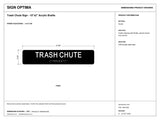 ADA Compliant Trash Chute Sign – 10"x2" Acrylic Braille — black-and-white architectural dimension drawing, sheet 1; reference SKU TRC-1002-RED.