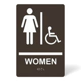 ADA Compliant Women's Restroom Sign – Braille II – view 2 (SKU WA69U)