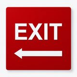 Directional EXIT sign, 6 by 6 inches, red acrylic with white raised lettering and left arrow; SKU DEX-RED-L.
