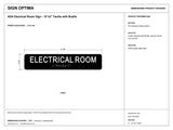 ADA Electrical Room Sign – 10"x2" Tactile with Braille — black-and-white architectural dimension drawing, sheet 1; reference SKU ELE-1002-RED.
