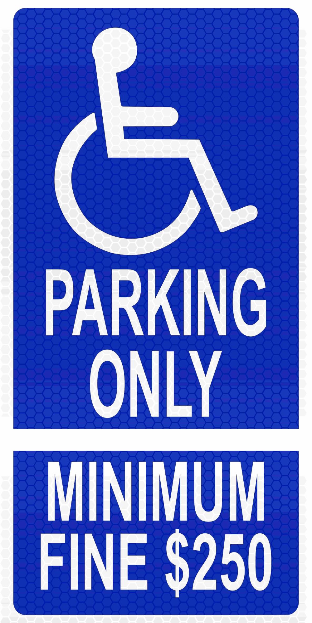 CA Handicap Parking Space Sign R99C – 12"x24" Aluminum — Color &amp; detail