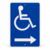 Accessible Entrance Directional Aluminum Sign , 12”x18” — Right studio product view; SKU ACCAL1218R.