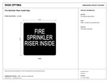 ADA Compliant Fire Sprinkler Riser Inside Sign — black-and-white architectural dimension drawing, sheet 1; reference SKU FSR-STD.