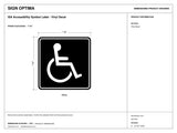 ISA Accessibility Symbol Label – Vinyl Decal — black-and-white architectural dimension drawing, sheet 2; reference SKU ISA-0707.